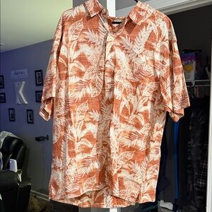 Men’s XXL Redhead Tropical Leaf Print Button-Up Shirt